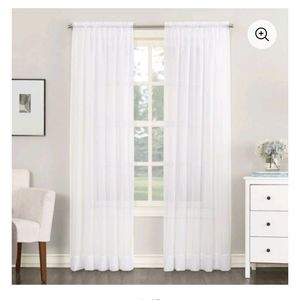 2 panels sheer white curtains